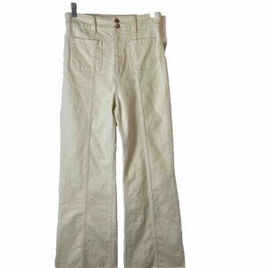 Marine Layer Women's Wide Leg Off White Canvas  Jeans Size 6 NWT High Rise 16001